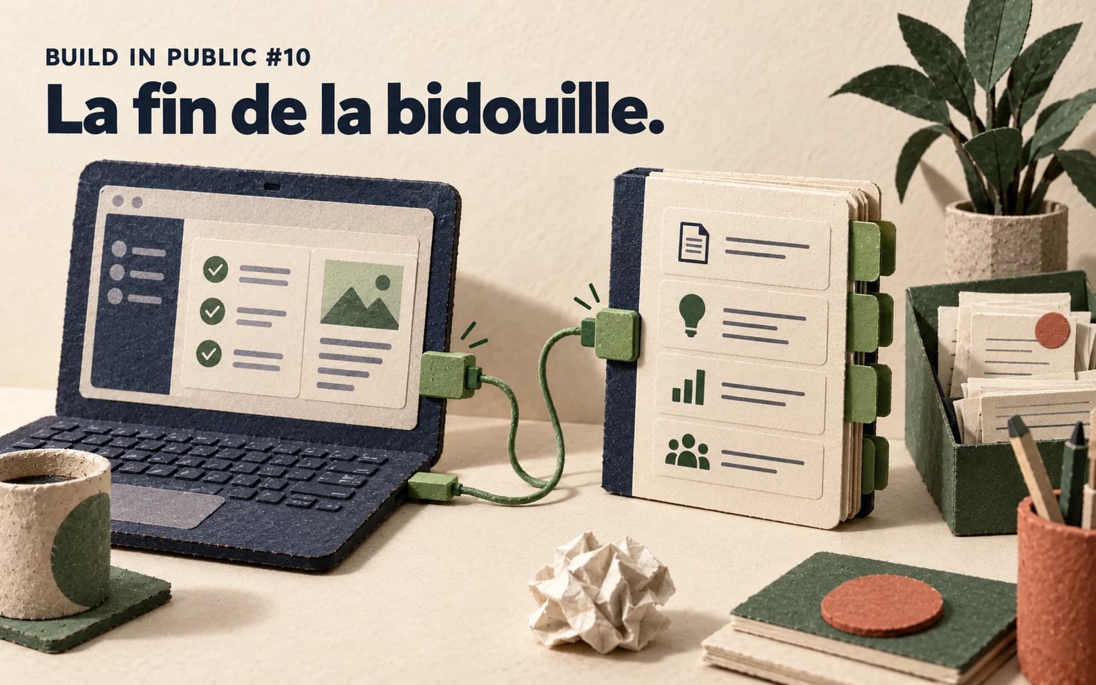Illustration de l’article : Build in Public #10 : La fin de la bidouille, comment j'industrialise le Vibe Coding (MCP + Notion)