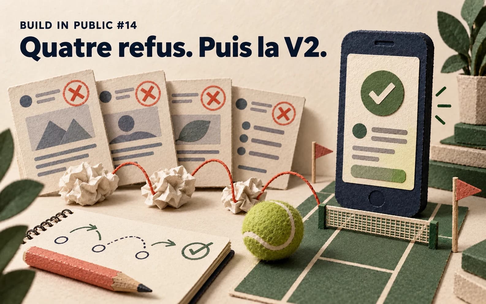 Illustration de l’article : Build in Public #14 : 4 refus Apple, 50 téléchargements en 4 jours et les premiers signaux de la V2