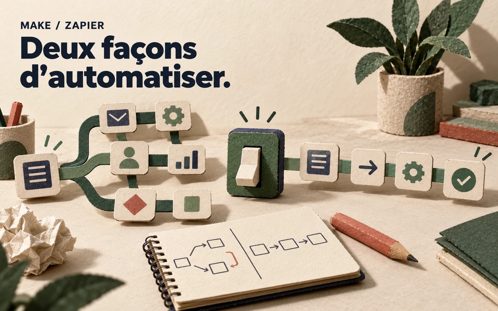 Illustration de l’article : Make vs Zapier 2026 : quelle plateforme d'automatisation choisir pour ton entreprise ?