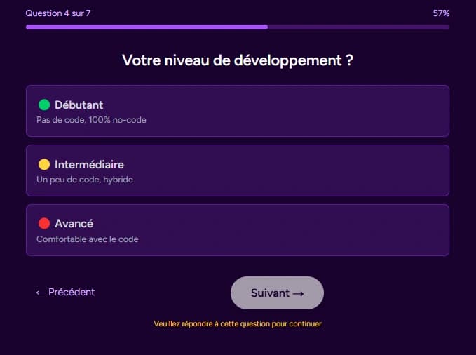 Quel est ton niveau de développement Quel est ton niveau de développement