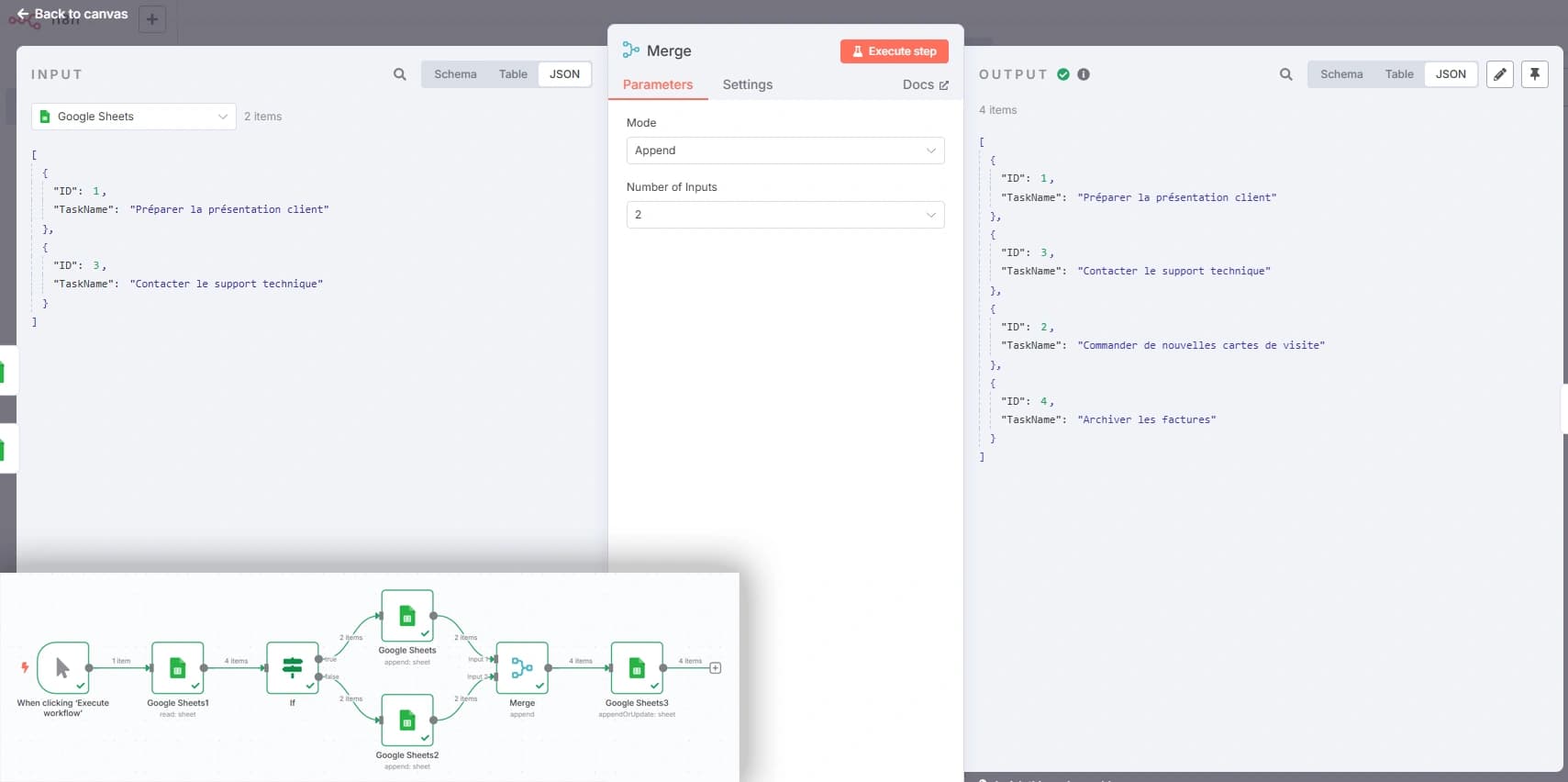 Le nœud Merge sur n8n Le nœud Merge sur n8n