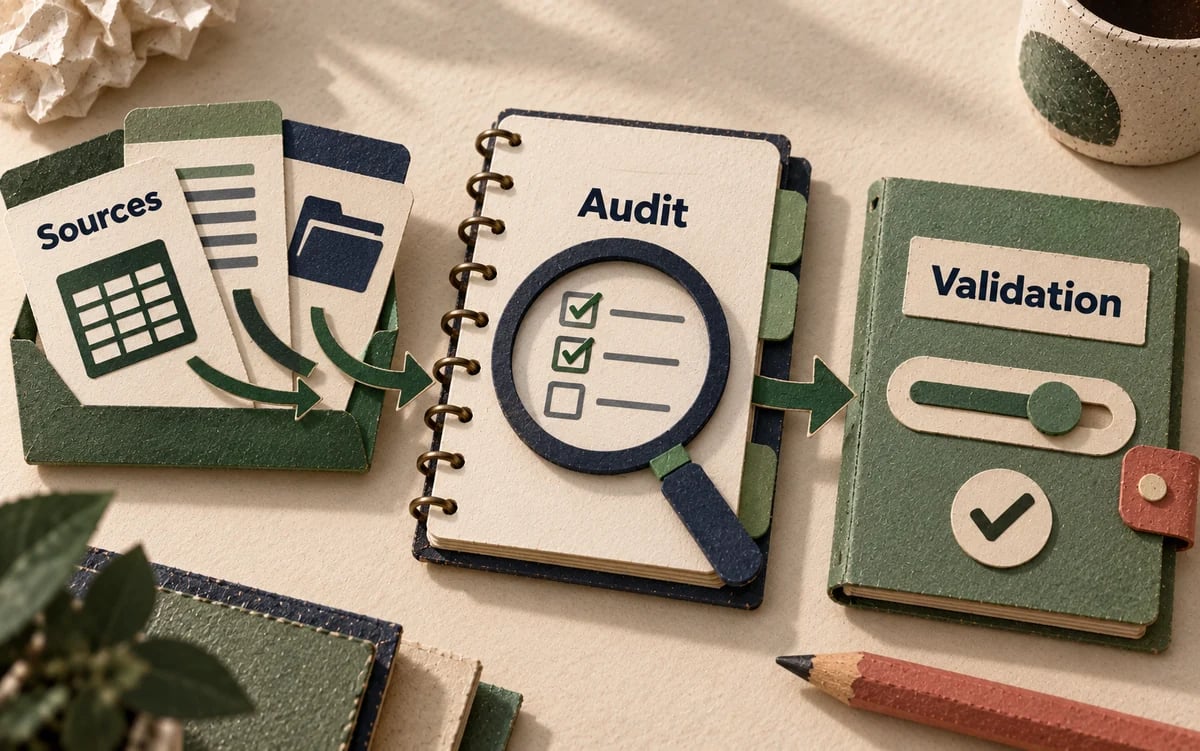 Des exports alimentent un carnet d’audit ; une étape de validation précède toute action.