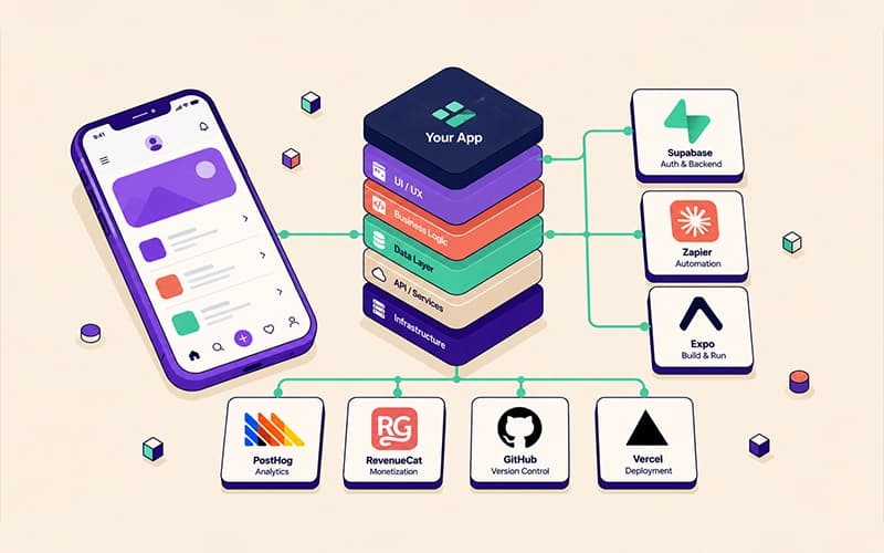 Image de couverture pour La stack technique pour lancer une application mobile en 2026