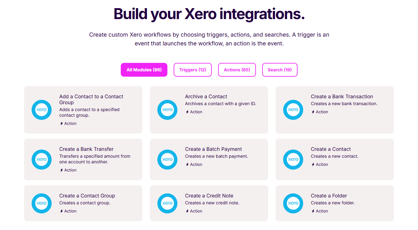 Comparaison des actions Xero sur Make vs Zapier Comparaison Xero sur Make et Zapier